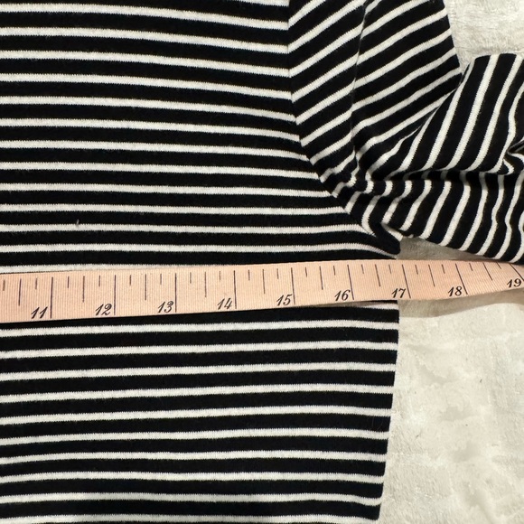 Lauren Ralph Lauren Black White Striped Shoulder Zip Elbow brown Patch Shirt - Picture 9 of 12